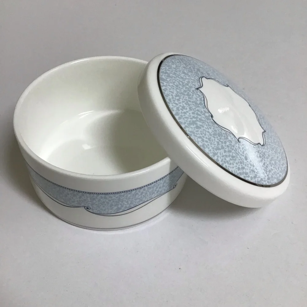 Wedgwood Porcelain Powder Box VENICE Trinket Jewelry Signed Vanity Boudoir Round